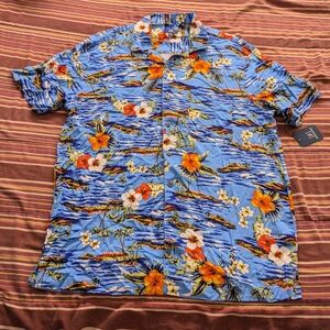 George Blue and Orange Casual Button Down Shirt Vibrant Design